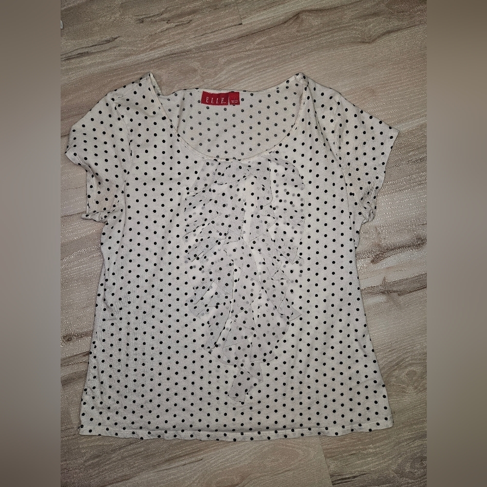 Women's ELLE Polka Dot Boho Ruffle Top – Size Large